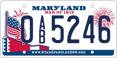 MD license plate 0AB5246