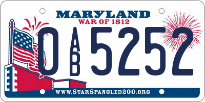 MD license plate 0AB5252