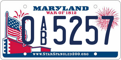 MD license plate 0AB5257