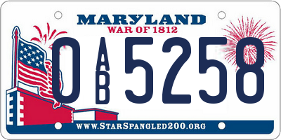 MD license plate 0AB5258