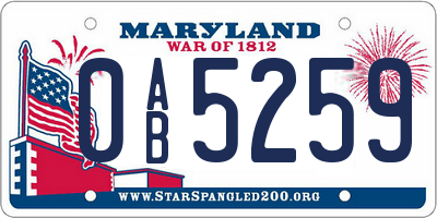 MD license plate 0AB5259