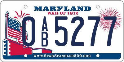 MD license plate 0AB5277