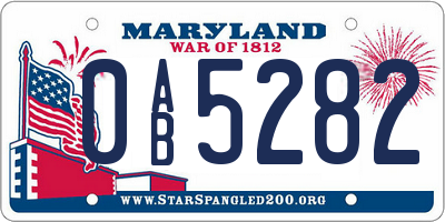 MD license plate 0AB5282