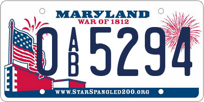 MD license plate 0AB5294