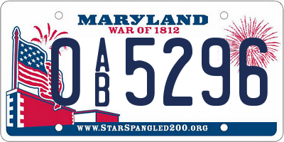 MD license plate 0AB5296