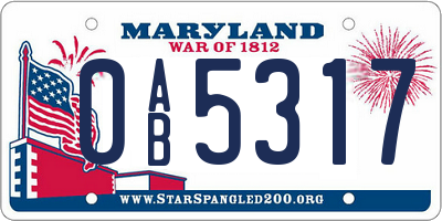 MD license plate 0AB5317