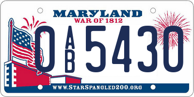 MD license plate 0AB5430