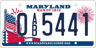MD license plate 0AB5441