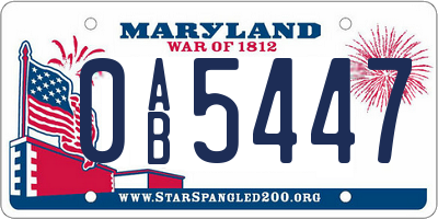MD license plate 0AB5447