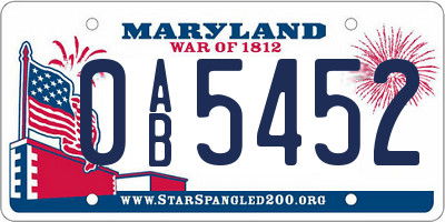 MD license plate 0AB5452