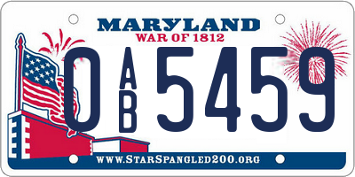 MD license plate 0AB5459