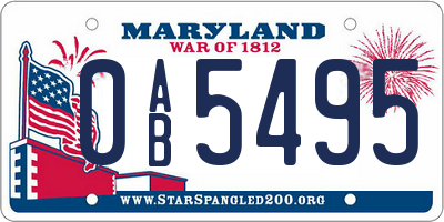 MD license plate 0AB5495
