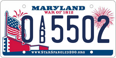 MD license plate 0AB5502