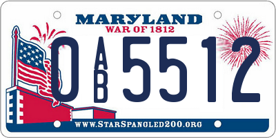 MD license plate 0AB5512