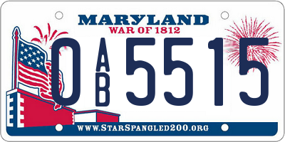 MD license plate 0AB5515