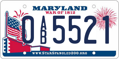 MD license plate 0AB5521