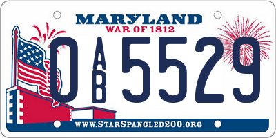 MD license plate 0AB5529
