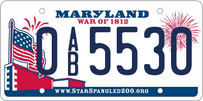 MD license plate 0AB5530
