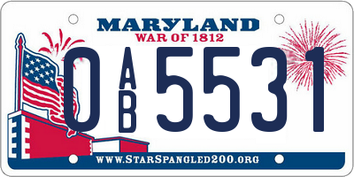MD license plate 0AB5531