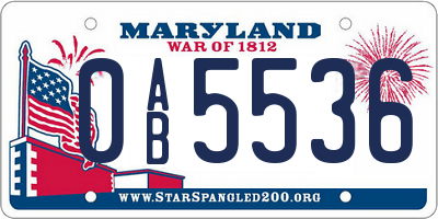 MD license plate 0AB5536