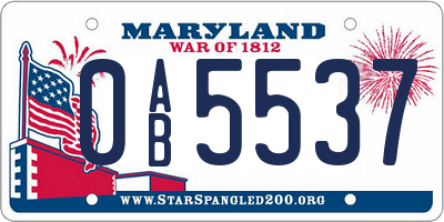 MD license plate 0AB5537