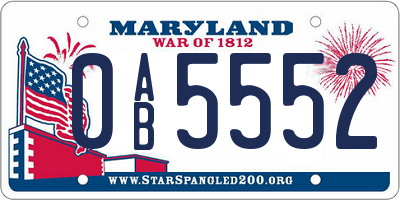 MD license plate 0AB5552