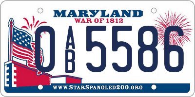 MD license plate 0AB5586