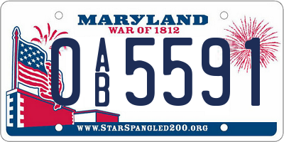 MD license plate 0AB5591
