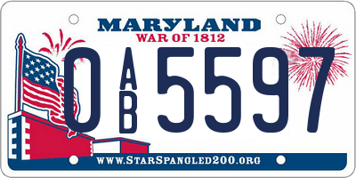 MD license plate 0AB5597