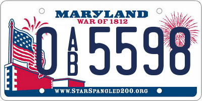 MD license plate 0AB5598