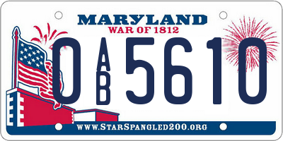 MD license plate 0AB5610