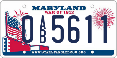 MD license plate 0AB5611