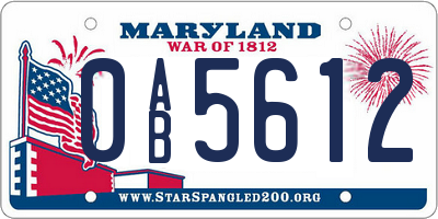 MD license plate 0AB5612