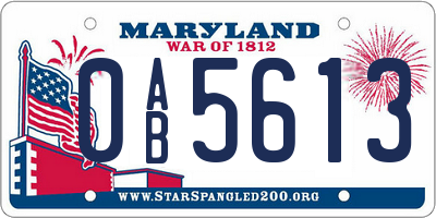 MD license plate 0AB5613