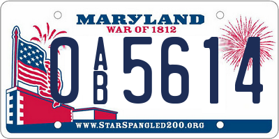 MD license plate 0AB5614
