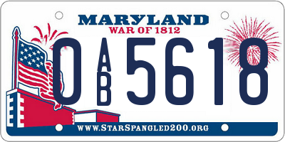 MD license plate 0AB5618