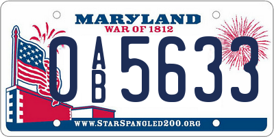 MD license plate 0AB5633
