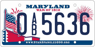MD license plate 0AB5636
