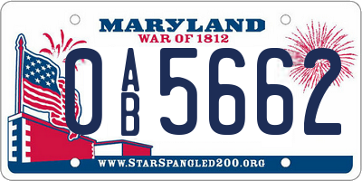 MD license plate 0AB5662