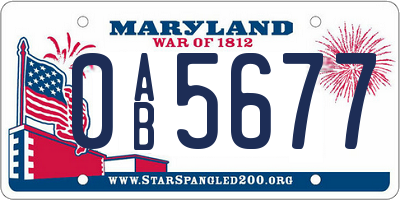 MD license plate 0AB5677