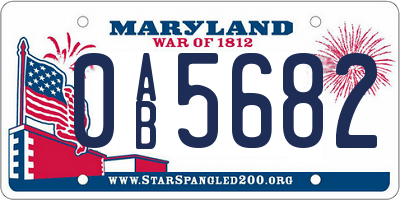 MD license plate 0AB5682