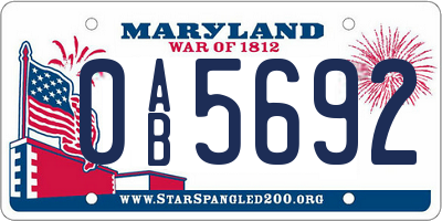 MD license plate 0AB5692