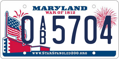 MD license plate 0AB5704