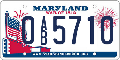 MD license plate 0AB5710