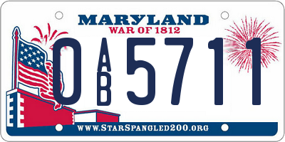 MD license plate 0AB5711