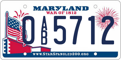 MD license plate 0AB5712
