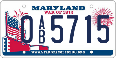 MD license plate 0AB5715