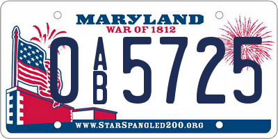 MD license plate 0AB5725