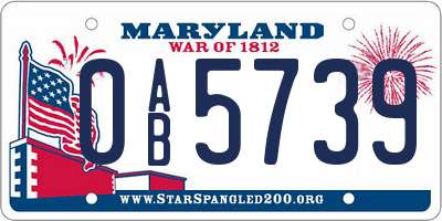MD license plate 0AB5739