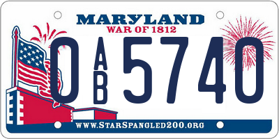 MD license plate 0AB5740